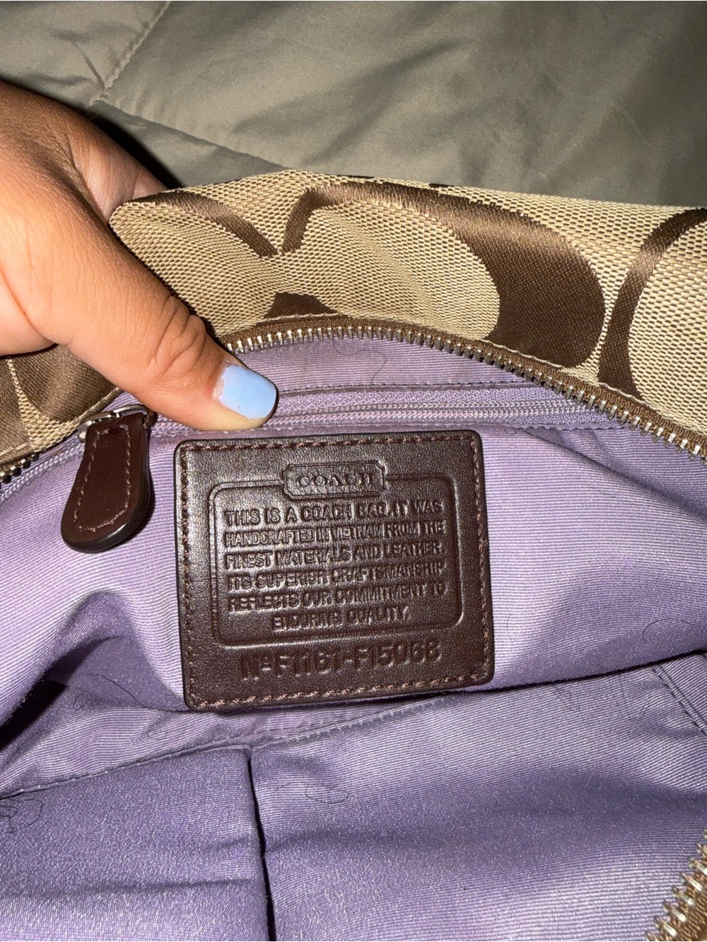 Coach Brown Signature Canvas Shoulder Bag with Dark Brown Trim - Picture 7 of 10